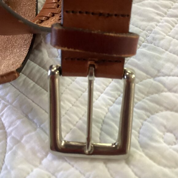 Levi’s Cowhide Leather Brown Belt Men’s Size 34 With Decorative Cutouts & Silver - Picture 4 of 16